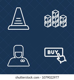Premium set of outline vector icons. Such as ladder, success, work, internet, industry, bellhop, uniform, buy, stair, man, luggage, delivery, up, industrial, storehouse, service, porter, concept, rise