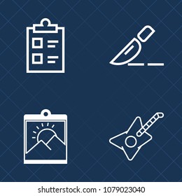 Premium set of outline vector icons. Such as picture, sound, check, list, music, border, sign, operation, background, mark, medicine, frame, young, medical, white, clinic, surgeon, test, tick, retro