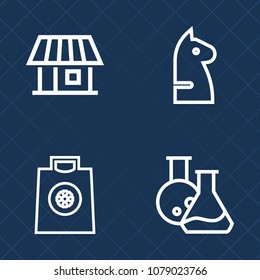Premium set of outline vector icons. Such as competition, chessboard, sign, property, medicine, science, black, paper, residential, bag, dental, home, retail, horse, window, white, buy, shopping, lab