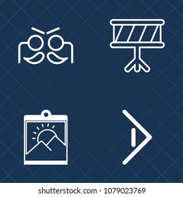 Premium set of outline vector icons. Such as background, border, photography, invitation, orchestra, guitar, picture, celebration, masquerade, photo, blank, sound, button, party, saxophone, drum, sign