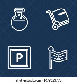 Premium set of outline vector icons. Such as country, zone, usa, implant, america, nation, car, equipment, sign, road, flag, traffic, flight, tourism, travel, medicine, red, terminal, science, tooth