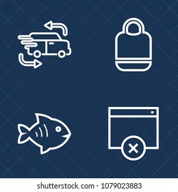 Premium set of outline vector icons. Such as business, fish, sign, service, ocean, vehicle, delivery, modern, web, accessory, brown, handle, cargo, sea, transportation, travel, concept, food, style