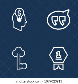 Premium set of outline vector icons. Such as award, aged, ribbon, creative, old, creativity, retro, chat, success, business, champion, competition, antique, message, ancient, communicate, metal, win