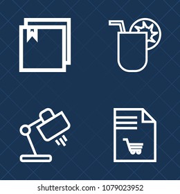 Premium set of outline vector icons. Such as notebook, summer, tropical, sign, party, archive, store, bar, home, interior, water, grocery, market, organize, furniture, web, document, alcohol, lime