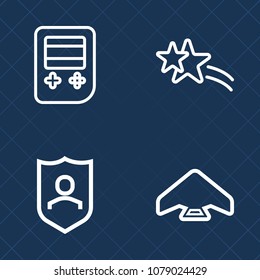Premium set of outline vector icons. Such as jump, bright, background, protection, skydiver, skydive, white, privacy, secure, abstract, safe, parachute, graphic, sign, holiday, new, falling, computer