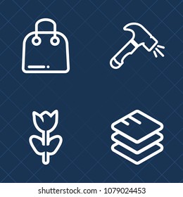Premium set of outline vector icons. Such as concept, sale, drill, empty, bloom, information, summer, gift, work, floral, equipment, garden, network, flower, computer, white, nature, internet, spring