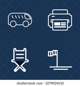 Premium set of outline vector icons. Such as beach, traffic, move, mexico, cortes, technology, bus, sea of cortes, blue, pointer, furniture, nature, graphic, city, chair, direction, office, car, view