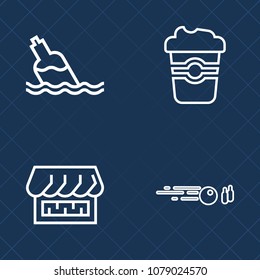 Premium set of outline vector icons. Such as hot, cafe, clear, natural, mug, modern, plastic, beverage, breakfast, recreation, curtain, cold, store, caffeine, freshness, grocery, cappuccino, cup, hit