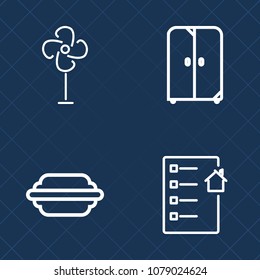 Premium set of outline vector icons. Such as lettuce, bun, contract, home, meal, real, grilled, decorative, burger, tomato, estate, apartment, sandwich, blower, electric, equipment, house, office, fan