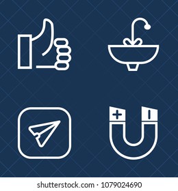 Premium set of outline vector icons. Such as north, education, south, mail, finger, success, equipment, email, internet, sink, bathroom, pole, phone, message, ok, wash, sign, kitchen, attraction, hand