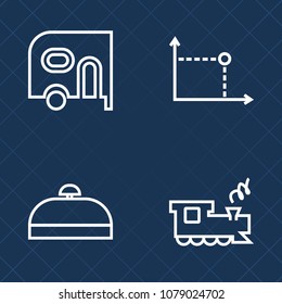 Premium set of outline vector icons. Such as summer, geometric, bag, train, suitcase, vacation, freight, rail, circle, transportation, graphic, van, trip, tourism, car, abstract, track, sign, railway