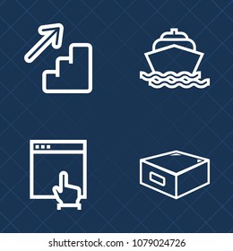 Premium set of outline vector icons. Such as walk, document, up, motor, wave, nautical, downstairs, boat, finger, button, business, transport, down, white, sea, technology, speed, yacht, upstairs, web