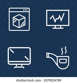 Premium set of outline vector icons. Such as object, equipment, electronic, white, tobacco, box, transportation, retro, examination, transport, monitor, freight, logistic, pipe, shipping, delivery