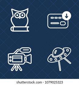Premium set of outline vector icons. Such as tripod, sack, wildlife, hand, sign, digital, wild, white, media, fun, invasion, television, money, bank, currency, lens, investment, animal, art, equipment