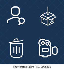 Premium set of outline vector icons. Such as online, package, web, professional, recycling, garbage, mobile, recycle, record, search, can, handle, download, sign, media, equipment, computer, rubbish