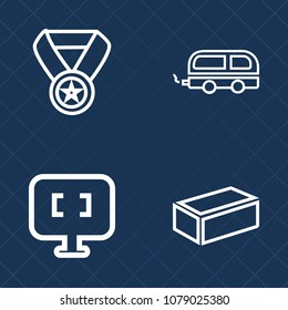 Premium set of outline vector icons. Such as home, success, trip, win, industry, prize, first, trophy, competition, city, material, winner, passenger, laptop, transportation, victory, internet, public
