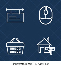 Premium set of outline vector icons. Such as technology, billboard, blank, pc, real, board, template, purchase, optical, equipment, sale, device, banner, rent, market, basket, retail, communication