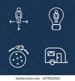 Premium set of outline vector icons. Such as arrow, map, concept, success, travel, energy, abstract, inspiration, space, rocket, idea, planet, light, traffic, earth, location, truck, galaxy, right