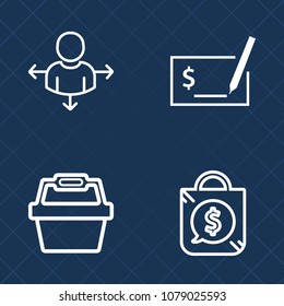 Premium set of outline vector icons. Such as location, retail, business, write, road, map, pen, discount, object, direction, pay, money, price, checkbook, sign, cheque, sale, buy, white, destination