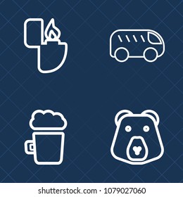 Premium set of outline vector icons. Such as beer, transportation, gas, object, smoke, highway, pointer, left, flame, arrow, wild, cigarette, glass, alcohol, light, big, direction, mug, flammable, bar