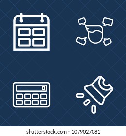 Premium set of outline vector icons. Such as male, seminar, business, character, calculator, movie, event, presentation, education, casual, young, timetable, white, technology, office, mathematics