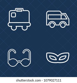 Premium set of outline vector icons. Such as left, bag, baggage, direction, driveway, holiday, traffic, move, modern, arrow, party, luggage, journey, tourism, highway, bright, decoration, city, vision