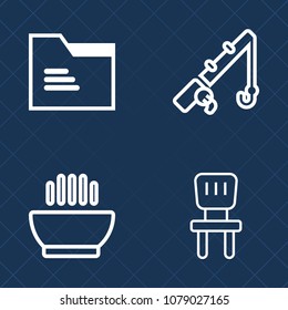 Premium set of outline vector icons. Such as blank, hook, business, fishing, office, paper, information, object, delicious, furniture, vegetable, hot, tasty, cuisine, file, traditional, comfortable