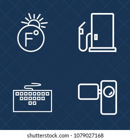 Premium set of outline vector icons. Such as climate, computer, station, service, business, web, pc, laptop, pump, scale, energy, hot, cold, oil, measurement, thermometer, petrol, number, car, tank