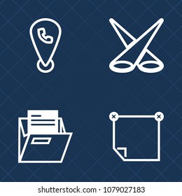 Premium set of outline vector icons. Such as white, show, file, concert, information, light, glowing, phone, business, bright, document, spot, empty, web, illuminated, message, map, studio, spotlight