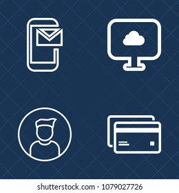 Premium set of outline vector icons. Such as profile, call, male, money, business, internet, credit, network, avatar, currency, people, debit, connection, mobile, finance, social, person, envelope