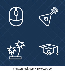 Premium set of outline vector icons. Such as college, plant, school, natural, communication, object, play, coconut, culture, university, device, instrument, violin, work, academic, art, concert, sound