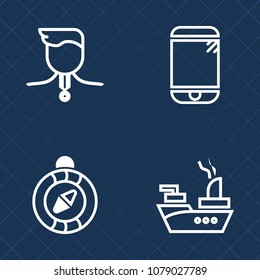 Premium set of outline vector icons. Such as touchscreen, internet, screen, smart, award, sport, west, nautical, success, navy, ship, challenge, competition, first, device, phone, east, gold, compass