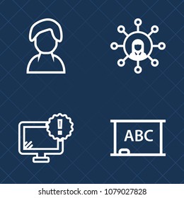 Premium set of outline vector icons. Such as screen, avatar, people, desktop, blackboard, white, male, profile, alert, application, empty, background, blank, cutout, head, display, business, human, pc