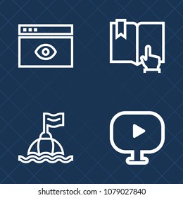 Premium set of outline vector icons. Such as blank, web, rescue, buoy, lifebuoy, address, page, digital, read, website, technology, object, screen, music, window, button, float, equipment, internet