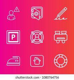 Premium set with outline vector icons. Such as transport, online, pen, concept, search, web, vehicle, clothes, education, pool, glasses, ironing, vision, target, pencil, summer, bank, write, hand, car