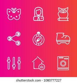 Premium set with outline vector icons. Such as insect, laundry, recruitment, equality, social, employment, business, housework, sign, butterfly, compass, bird, south, appliance, fun, wing, property