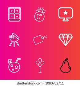 Premium set with outline vector icons. Such as drink, degree, business, temperature, glass, gem, star, thermometer, cooler, electric, barbecue, money, currency, fahrenheit, bbq, diamond, banking, fan