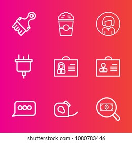 Premium set with outline vector icons. Such as coffee, sign, texture, brush, beauty, shape, white, electric, grunge, cappuccino, portrait, girl, concept, chat, drink, espresso, web, electricity, cup
