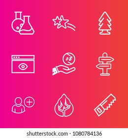 Premium set with outline vector icons. Such as technology, forest, star, web, medical, green, way, computer, investment, laboratory, money, tooth, environment, window, wood, nature, sparkle, finance