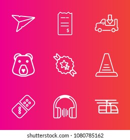 Premium set with outline vector icons. Such as rail, sound, money, decorative, stereo, white, bill, ribbon, row, business, financial, up, transportation, lorry, internet, finance, bank, payment, wild