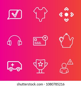 Premium Set With Outline Vector Icons. Such As Audio, Car, Bodysuit, Online, Kettle, Chat, Arrow, Girl, Sign, Body, Beauty, Reward, Finance, Award, Win, Communication, Prize, Medical, Sound, Web, Talk