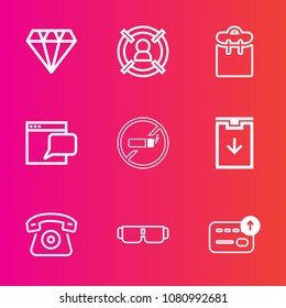 Premium set with outline vector icons. Such as crystal, person, jewelry, download, sunglasses, home, group, money, cigarette, marketing, internet, currency, cash, finance, glasses, sun, gemstone, sign