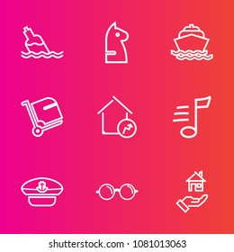Premium set with outline vector icons. Such as liquid, bag, chessboard, eyesight, house, sea, challenge, blue, chess, home, glasses, health, tune, drink, mineral, rent, clean, sailor, real, strategy