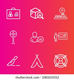 Premium set with outline vector icons. Such as meeting, report, clinic, technology, economy, surgery, market, outdoor, ventilator, people, customer, businessman, trend, internet, target, human, button