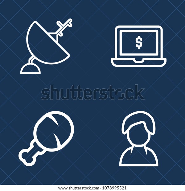 Premium set of outline vector icons. Such as\
female, television, people, radio, meal, office, sandwich, dish,\
social, computer, snack, space, screen, communication, burger,\
restaurant, food,\
chicken