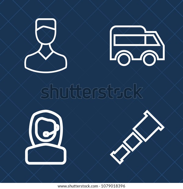 Premium set of outline vector icons. Such as\
telescope, astronomy, traffic, customer, bus, center, star, social,\
office, asphalt, business, computer, universe, left, person, night,\
sky, human, galaxy