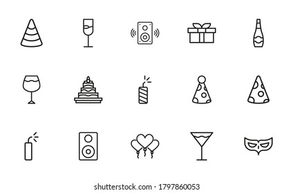 Premium set of party line icons. Web symbols for web sites and mobile app. Modern vector symbols, isolated on a white background. Simple thin line signs.