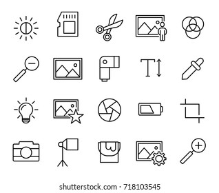 Premium set of photography line icons. Simple pictograms pack. Stroke vector illustration on a white background. Modern outline style icons collection. 