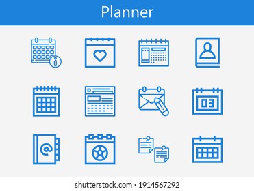 Premium set of planner line icons. Simple planner icon pack. Stroke vector illustration on a white background. Modern outline style icons collection of Notepad, Calendar, Agenda
