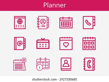 Premium set of planner line icons. Simple planner icon pack. Stroke vector illustration on a white background. Modern outline style icons collection of Calendar, Agenda